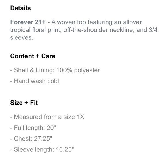 Forver21 Plus Off-the-Shoulder Floral Top Size 1X - Picture 6 of 7